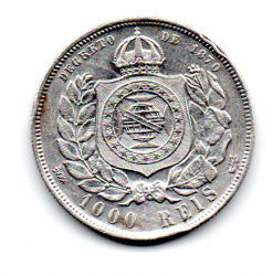 1884 - 1000 Réis - Prata .917 - Aprox 12,75 g - 30 mm  - Moeda Brasil Império