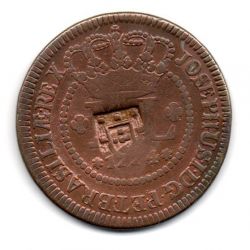 1774 - XL Réis - JOSEPHUS - Coroa Alta - Data Entre Florões - C/ Carimbo de Escudete - Moeda Brasil Colônia