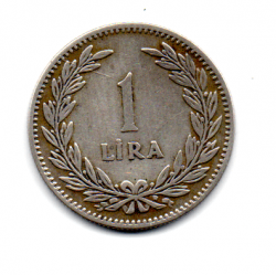 Turquia - 1947 - 1 Lira - Prata .600 - Aprox 7,5 g - 25mm