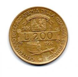 Itália - 1996 - 200 Lire Comemorativa (100º aniversário da Academia Guardia di Finanza)