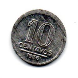 1956 - 10 Centavos - ERRO : Cunho Descentralizado - Moeda Brasil