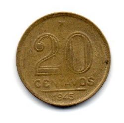 1945 - 20 Centavos - ERRO : Cunho Quebrado - Sem Sigla OM - Moeda Brasil
