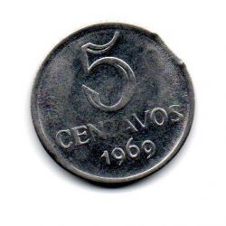 1969 - 5 Centavos - ERRO : Disco Cortado - Moeda Brasil