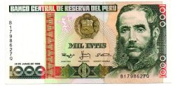 Peru - 1000 Intis - Cédula Estrangeira - FE