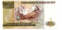 Peru - 500 Intis - Cédula Estrangeira - FE
