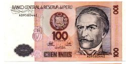 Peru - 100 Intis - Cédula Estrangeira - SOB/FE