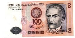 Peru - 100 Intis - Cédula Estrangeira - SOB