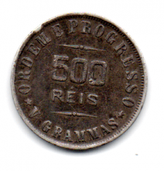 1907 - 500 Réis - Prata .900 - Aprox 5 g - 22 mm - Moeda Brasil