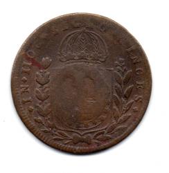 1824R - 40 Réis C/ Carimbo Geral de 20 - Moeda Brasil Império