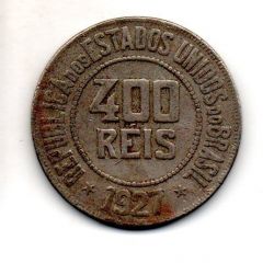 1927 - 400 Réis - Moeda Brasil - Estado de Conservação: Bem Conservada (BC)