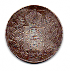 1852 - 500 Réis - Prata .917 - Aprox 6,37 g - 25,5 mm - Moeda Brasil Império
