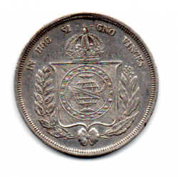 1853 - 500 Réis - Prata .917 - Aprox 6,37 g - 25,5 mm - Moeda Brasil Império