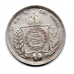 1853 - 500 Réis - Prata .917 - Aprox 6,37 g - 25,5 mm - Moeda Brasil Império