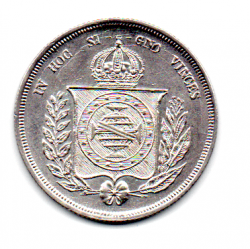 1860 - 500 Réis - Prata .917 - Aprox 6,37 g - 25,5 mm - Moeda Brasil Império