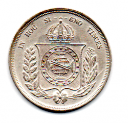1864 - 500 Réis - Prata .917 - Aprox 6,37 g - 25,5 mm - Moeda Brasil Império