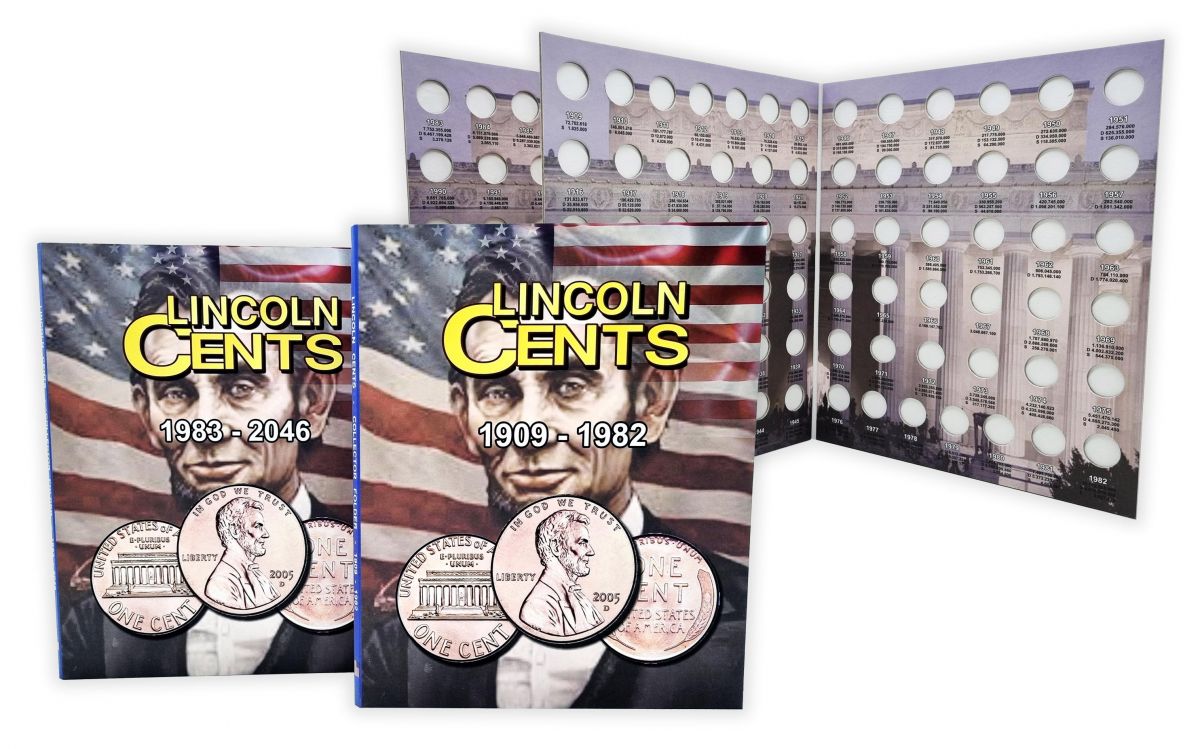 Álbum p/ Moedas -  Lincoln Cent (0,01 / Cent) - 1909 a 2046 - 2 Volumes - Estados Unidos Imagem 1
