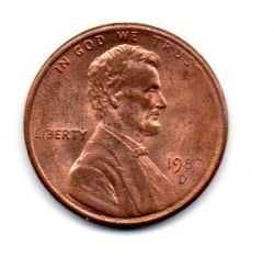 Estados Unidos - 1987D - 1 Cent (Memorial do Lincoln)