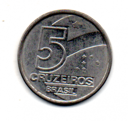 1990 - 5 Cruzeiros - Moeda Brasil - Estado de Conservação: Muito Bem Conservada (MBC)