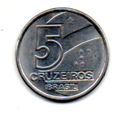 1991 - 5 Cruzeiros - Disco Grosso - Moeda Brasil - Estado de Conservação: Muito Bem Conservada (MBC)