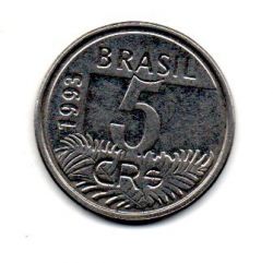 1993 - 5 Cruzeiros Reais - Arara - Moeda Brasil - Estado de Conservação: Muito Bem Conservada (MBC)