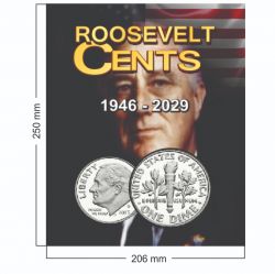  Álbum p/ Moedas Incompleto com 47 Moedas - Roosevelt Cents (0,10 / Dime) - 1946 a 2029 - Estados Unidos