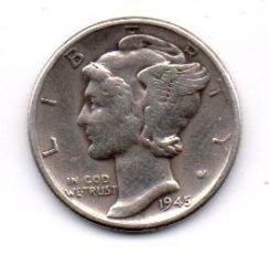 Estados Unidos - 1945 - 10 Cents - Prata .900 - Aprox. 2,5g - 17.9mm