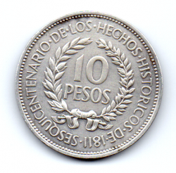Uruguai - 1961 - 10 Pesos - Prata .900 - Aprox. 12,5 g - 33mm - Comemorativa (Sesquicentenário da Revolução Contra a Espanha)