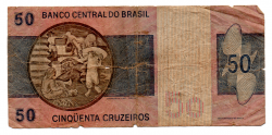 C144 - 50 Cruzeiros - Deodoro da Fonseca - Data: 1980 - Estado de Conservação: Um Tanto Gasta (UTG) - (Obs.: Pode conter: Rasuras / Riscos / Rasgos / Fitas / Durex)