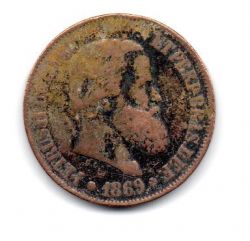 1869 - 20 Réis - Com Ponto - Moeda Brasil Império - C/ Danos