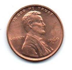 Estados Unidos - 1969S - 1 Cent (Memorial do Lincoln)