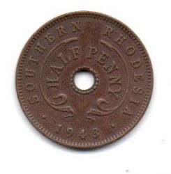 Rodésia do Sul - 1943 - 1/2 Penny